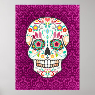 Feliz Muertos - Festive Sugar Skull Art Poster