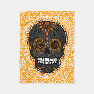 Feliz Muertos - Festive Sugar Skull Pattern Fleece Blanket