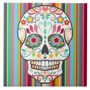 Feliz Muertos - Festive Sugar Skull Tile