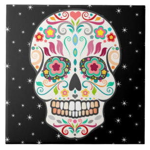 Feliz Muertos - Festive Sugar Skull Tile