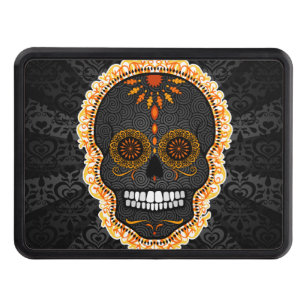 Feliz Muertos - Festive Sugar Skull Trailer Hitch Trailer Hitch Cover
