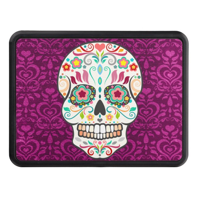 Feliz Muertos - Festive Sugar Skull Trailer Hitch Trailer Hitch Cover (Front)