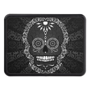 Feliz Muertos - Festive Sugar Skull Trailer Hitch Trailer Hitch Cover