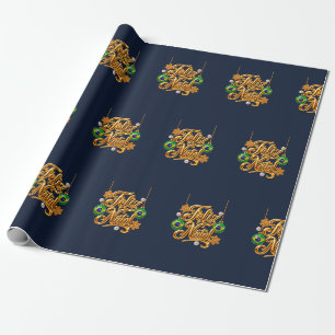 Feliz Natal Brazil Gold Christmas Wrapping Paper