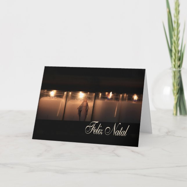 Feliz Natal  Burning candles christmas Holiday Card (Front)