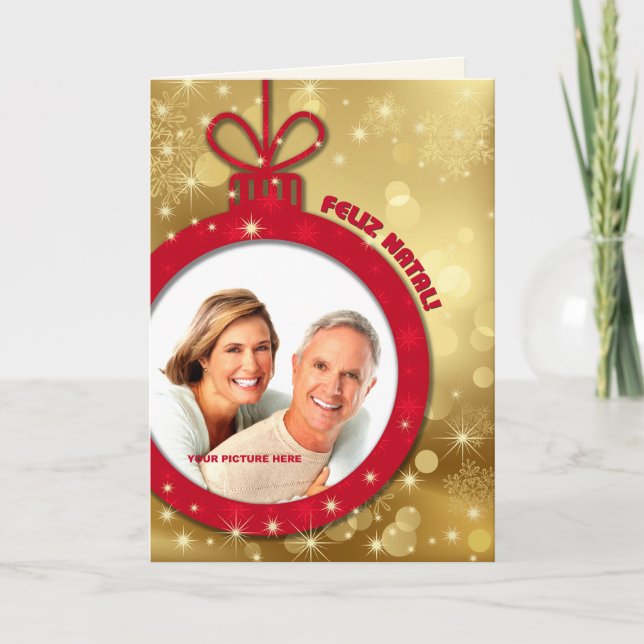 Feliz Natal. Custom Photo Card in Portuguese (Front)