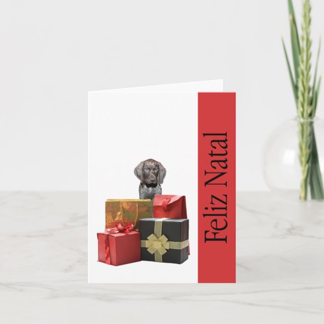 Feliz Natal german shorthaired pointer Chistmas Holiday Card (Front)