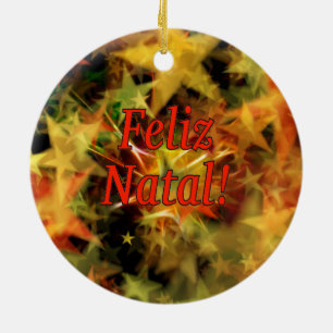 Feliz Natal! Merry Christmas in Portuguese rf Ceramic Ornament