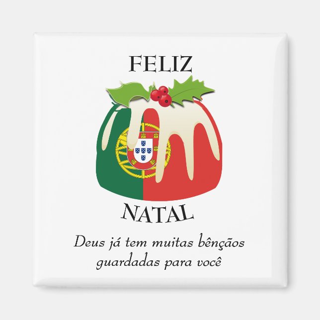 FELIZ NATAL Portuguese Christmas Magnet (Front)