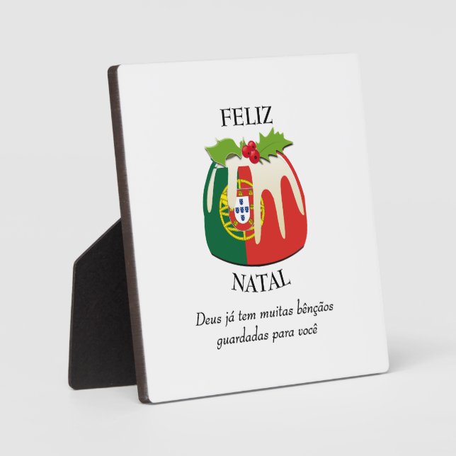 FELIZ NATAL Portuguese Christmas Plaque (Front)