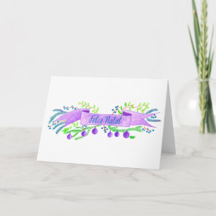 Feliz Natal, watercolor Christmas banner Holiday Card