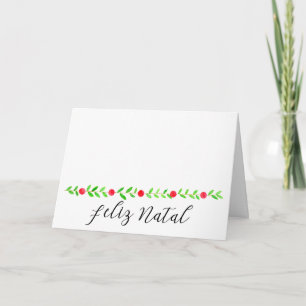 Feliz Natal, watercolor Christmas banner Holiday Card