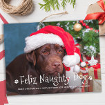 Feliz Naughty Dog Funny Personalized Pet Photo Hol Postcard<br><div class="desc">Feliz Naughty Dog! Send cute and fun holiday greetings with this super cute personalized custom pet photo holiday card. Merry Christmas wishes from the dog with cute paw prints in a fun modern photo design. Add your dog's photo or family photo with the dog, and personalize with family name, message...</div>