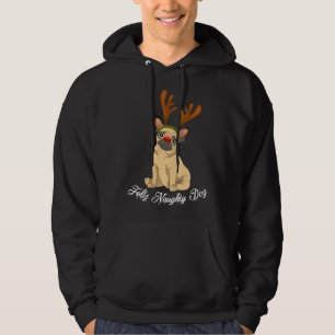 Feliz Naughty Doggy funny Christmas Pug dog Reinde Hoodie