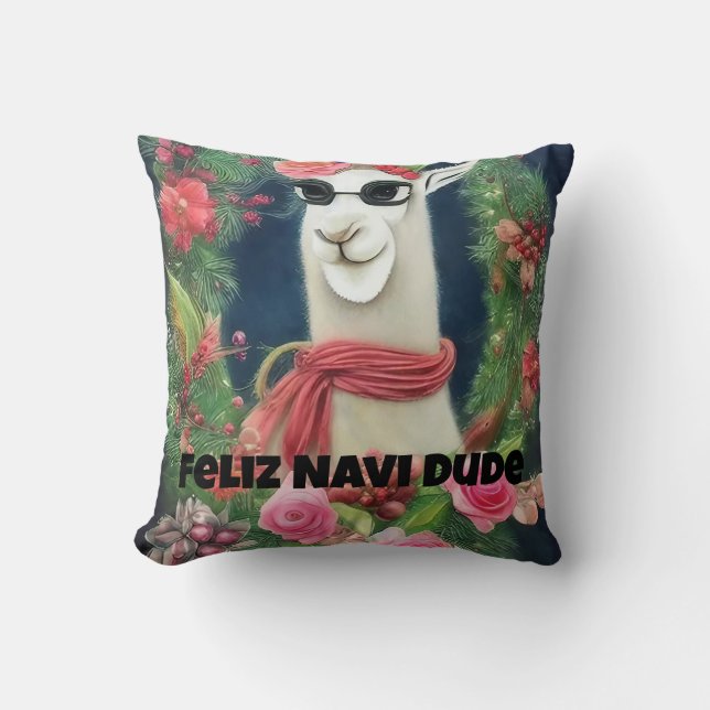 Feliz Navi Dude, Funny Llama  Throw Pillow (Front)