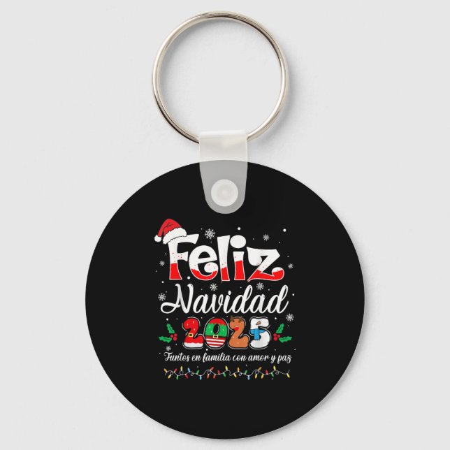 Feliz Navidad 2025 Matching Family Spanish Christm Keychain (Front)