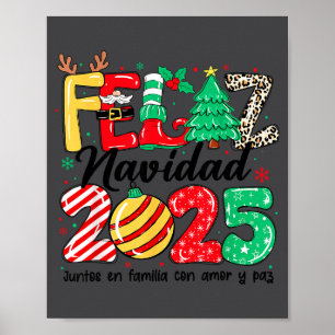 Feliz Navidad 2025 Spanish Christmas Mexican Famil Poster