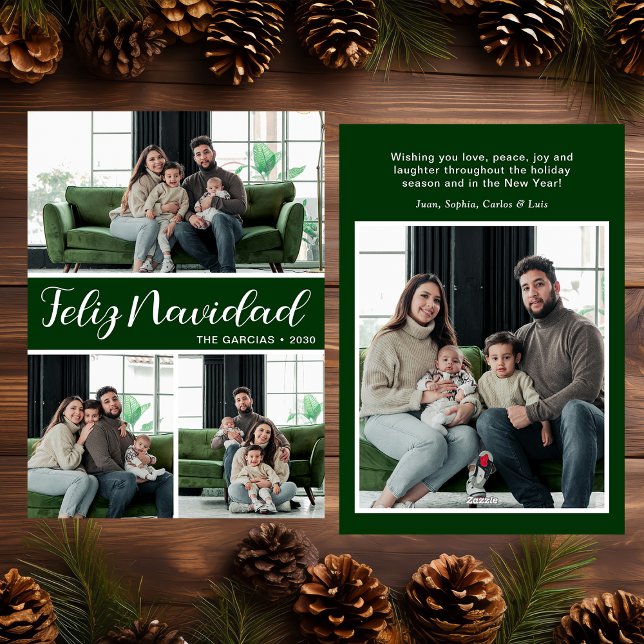Feliz Navidad 4 Photo Flat Holiday Card (Creator Uploaded)
