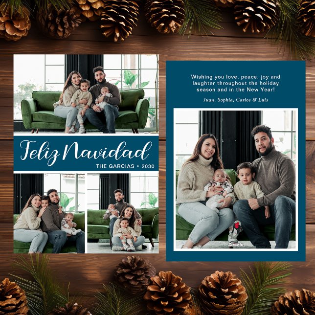 Feliz Navidad 4 Photo Flat Holiday Card (Creator Uploaded)