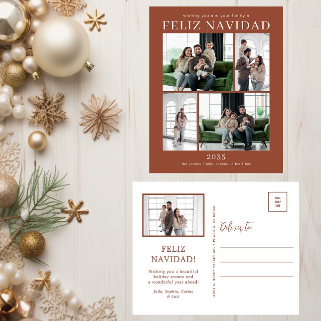 Feliz Navidad 5 Photo Holiday Postcard (Creator Uploaded)