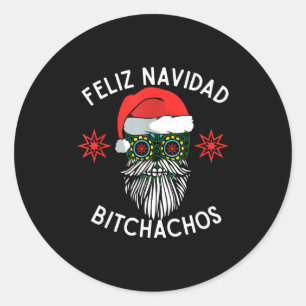 Feliz Navidad Achos Funny Spanish Merry Christmas  Classic Round Sticker
