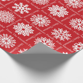 Feliz Navidad Add Family Recipients Name Christmas Wrapping Paper