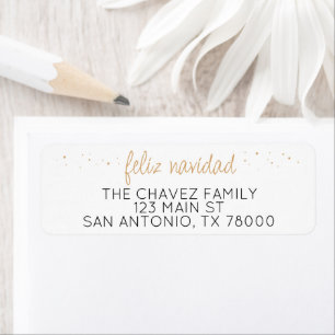 Feliz Navidad Adresse de Retour Or