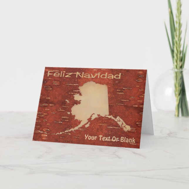 Feliz Navidad - Alaska On Inner Birch Bark Holiday Card (Front)