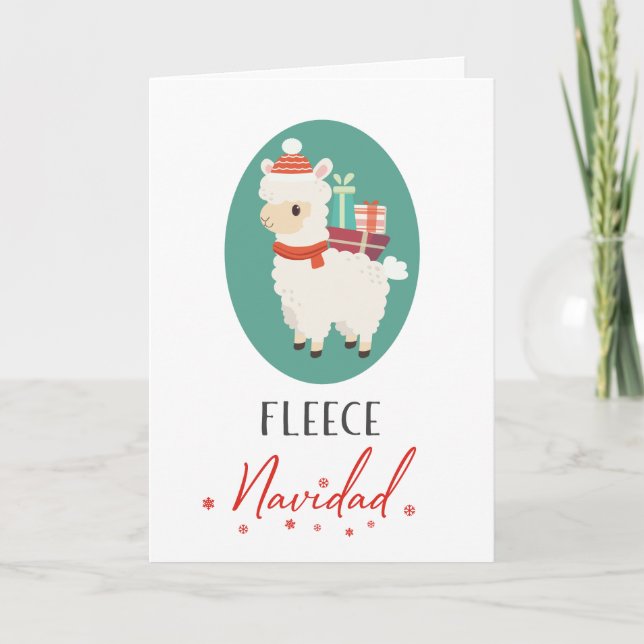 Feliz Navidad Alpaca Llama Funny Pun Christmas Card (Front)
