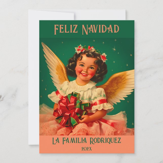 "Feliz Navidad" Angel Christmas Card (Front)
