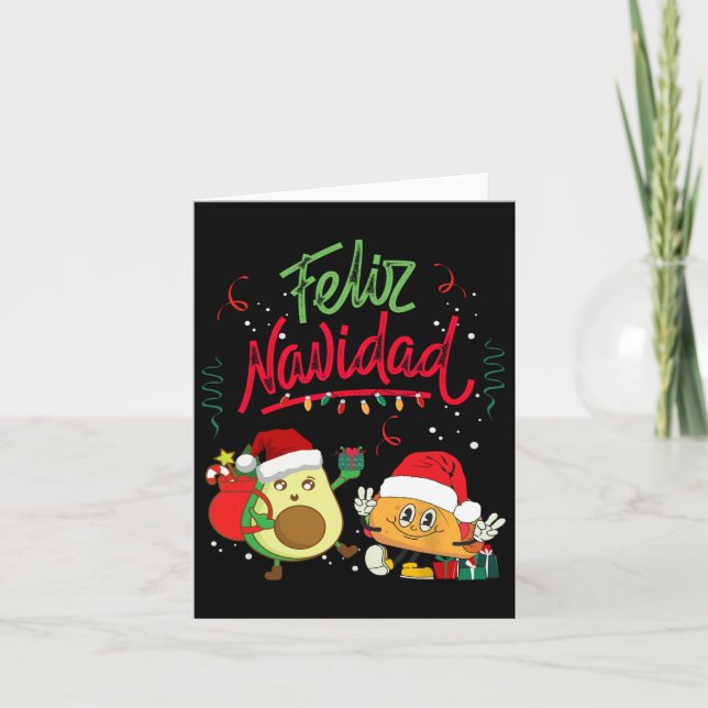 Feliz Navidad Avocado Tacos Mexican Christmas Men  Card (Front)