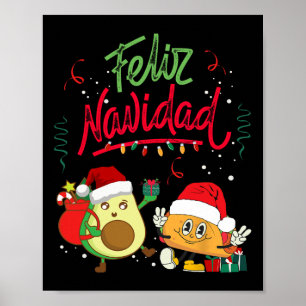 Feliz Navidad Avocado Tacos Mexican Christmas Men  Poster