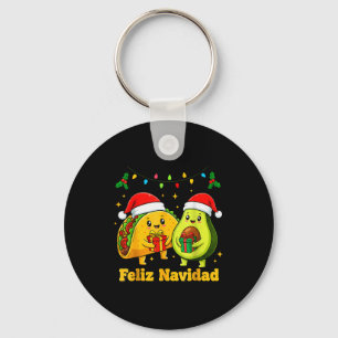 Feliz Navidad Avocado Tacos Mexican Xmas Family Ma Keychain