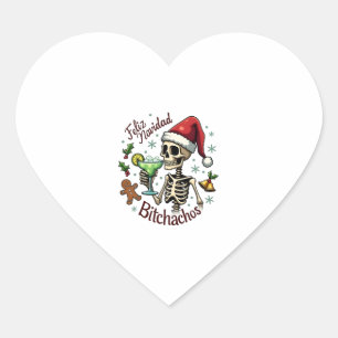 Feliz Navidad Bitchachos Funny Skull Spanish Merry Heart Sticker