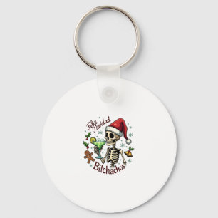 Feliz Navidad Bitchachos Funny Skull Spanish Merry Keychain