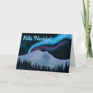 Feliz Navidad  - Blue Aurora Holiday Card