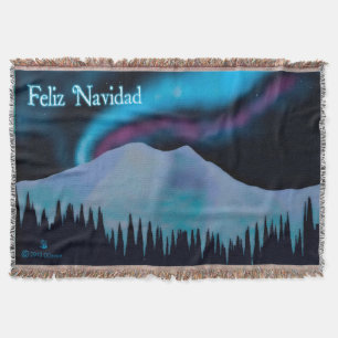 Feliz Navidad  - Blue Aurora Throw Blanket