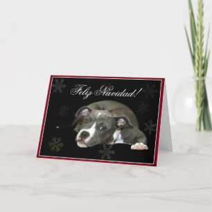 Feliz Navidad Blue Pitbull Carte de voeux