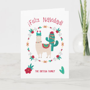 Feliz Navidad Bright and Festive Llama Christmas Card