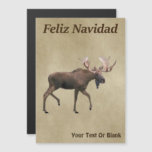 Feliz Navidad - Bull Moose On Old Paper
