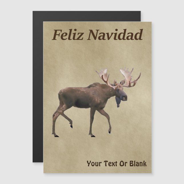 Feliz Navidad - Bull Moose On Old Paper (Front/Back)