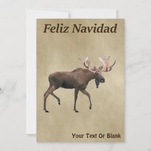 Feliz Navidad - Bull Moose On Old Paper