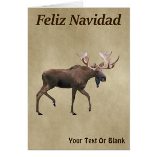 Feliz Navidad - Bull Moose On Old Paper
