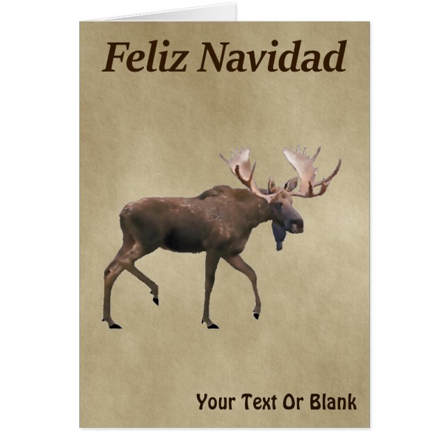 Feliz Navidad - Bull Moose On Old Paper (Front)