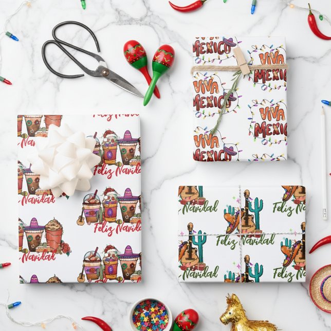 Feliz Navidad Cactus Christmas Mexico  Wrapping Paper Sheet (Creator Uploaded)