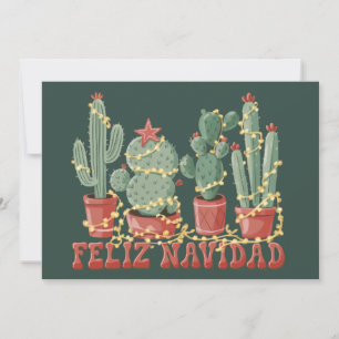 Feliz Navidad Cactus Lover Christmas Cowboy Plant  Holiday Card