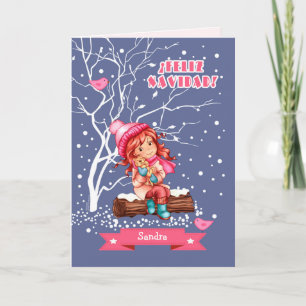 Feliz Navidad. Carte de Noël pour enfants en espag