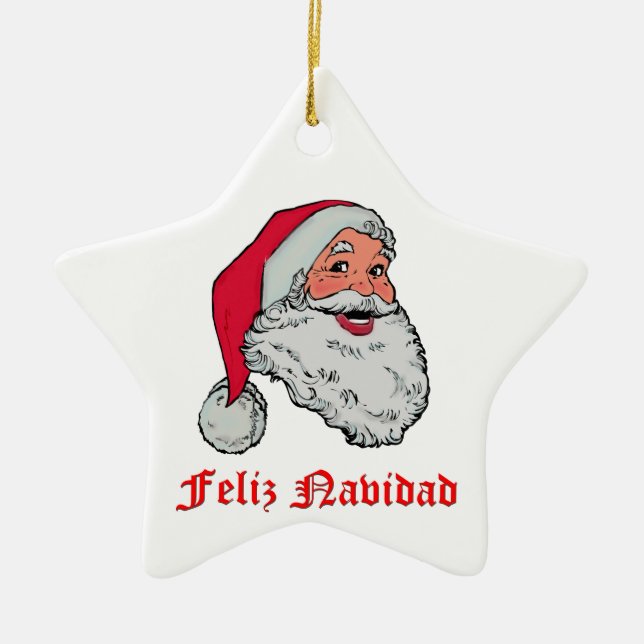 Feliz Navidad Ceramic Ornament (Front)