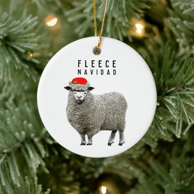 feliz Navidad Ceramic Ornament (Tree)