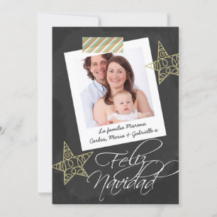 Feliz Navidad Chalkboard Photo Frame And Tape Holiday Card